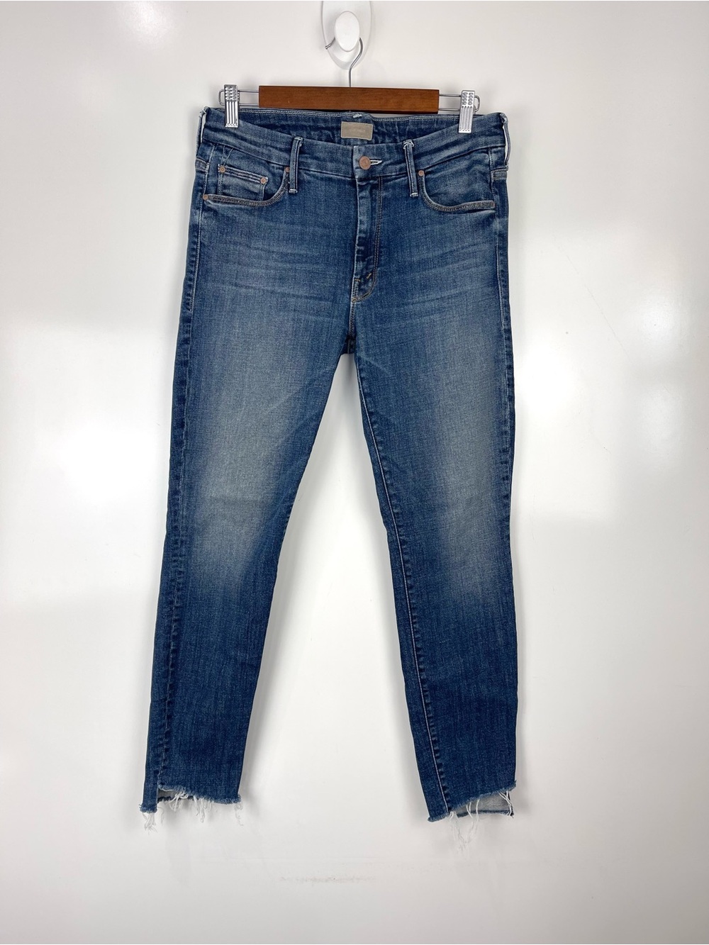 MOTHER The Looker Ankle Step Fray Jeans Women's Size 28 Skinny Jeans Stretch